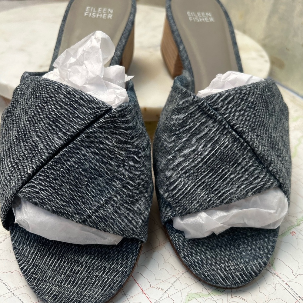 Eileen Fisher Women's Denim Blue Mules